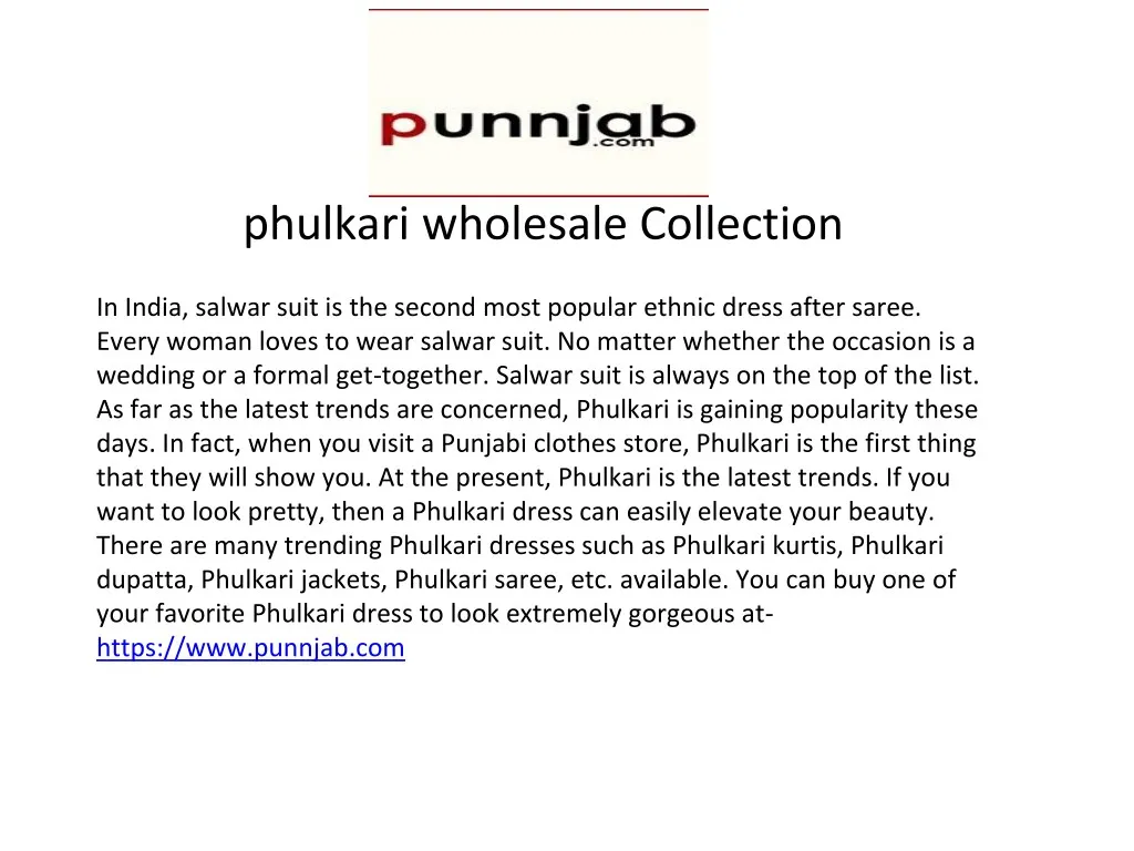 phulkari wholesale collection