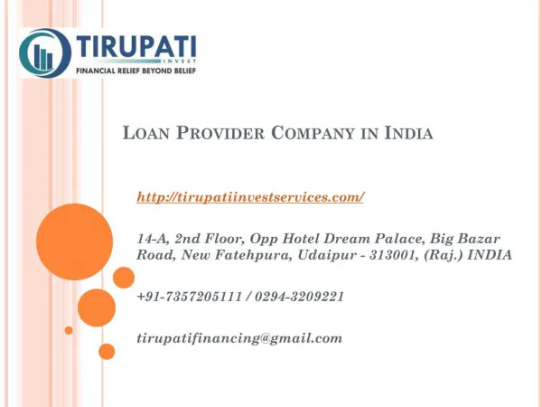 Loan Provider Company in India