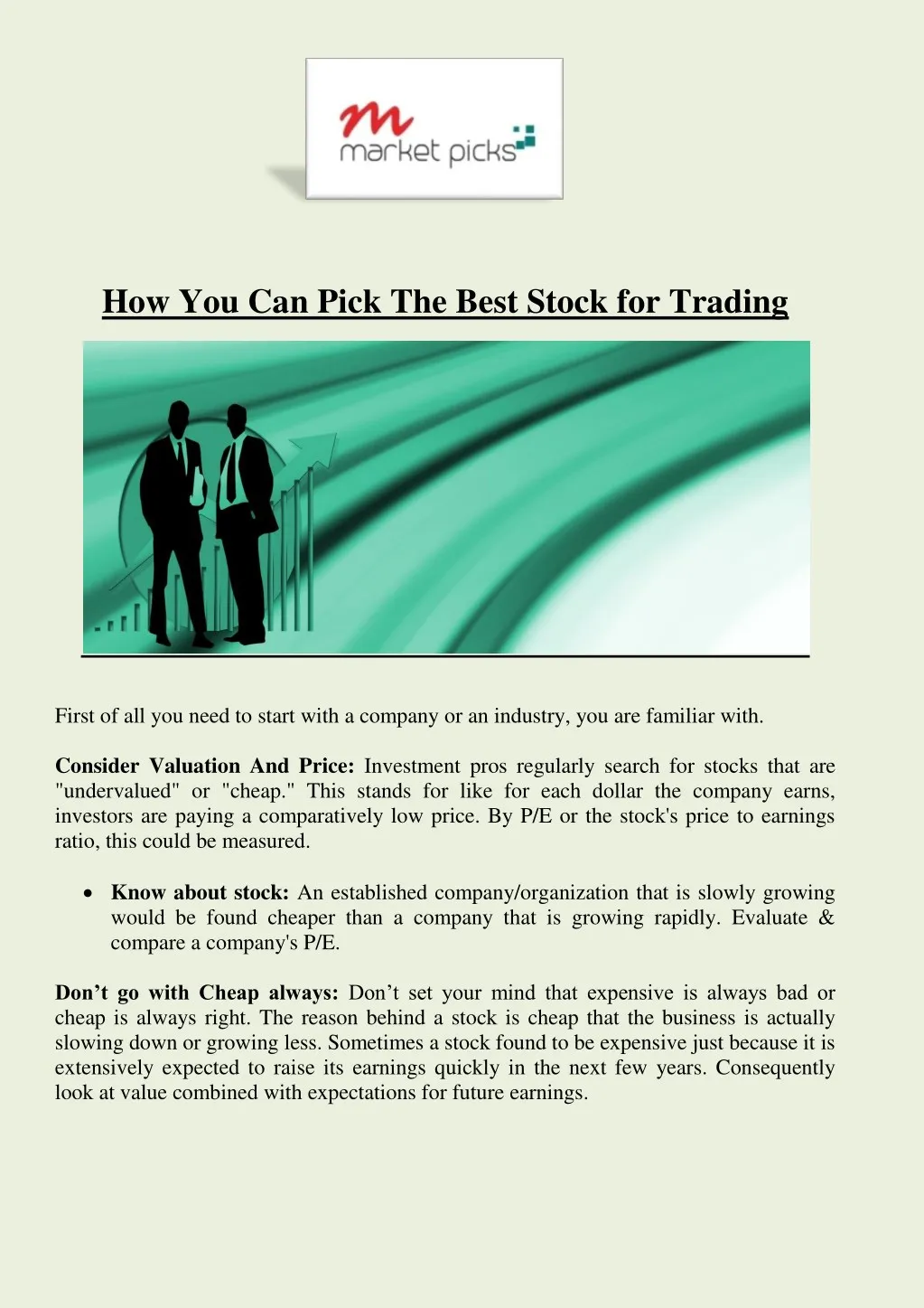 how you can pick the best stock for trading
