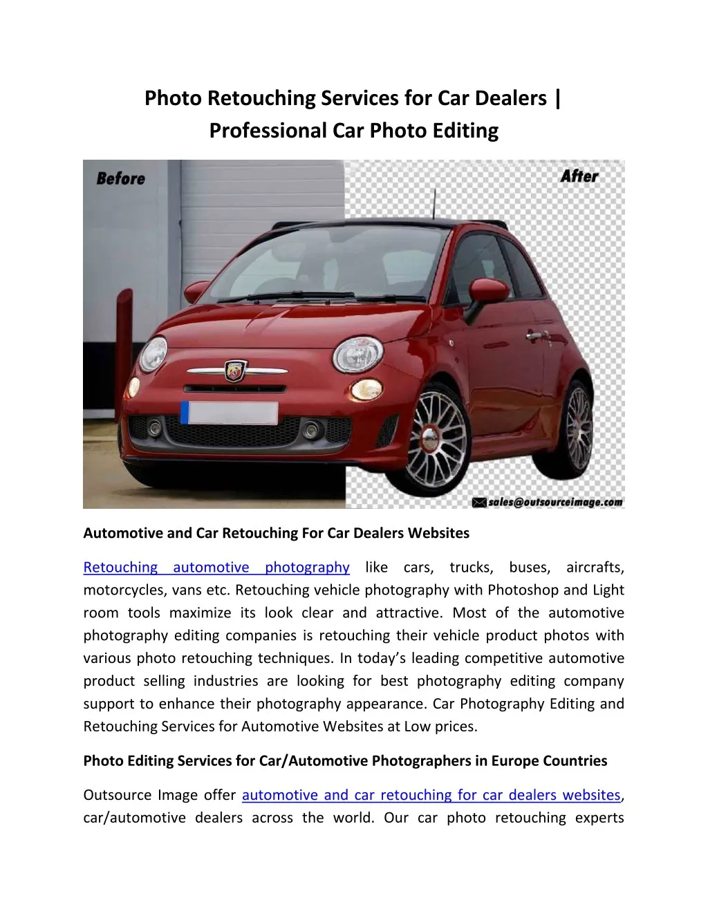 photo retouching services for car dealers