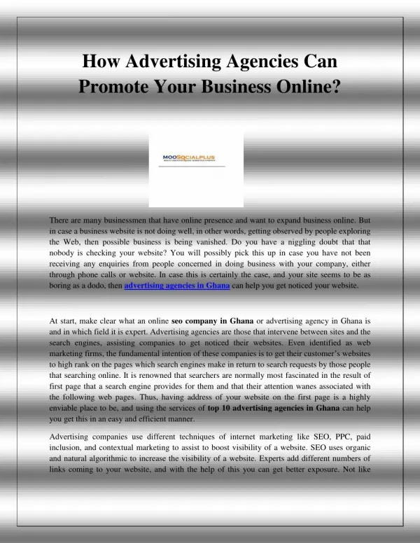 How Advertising Agencies Can Promote Your Business Online
