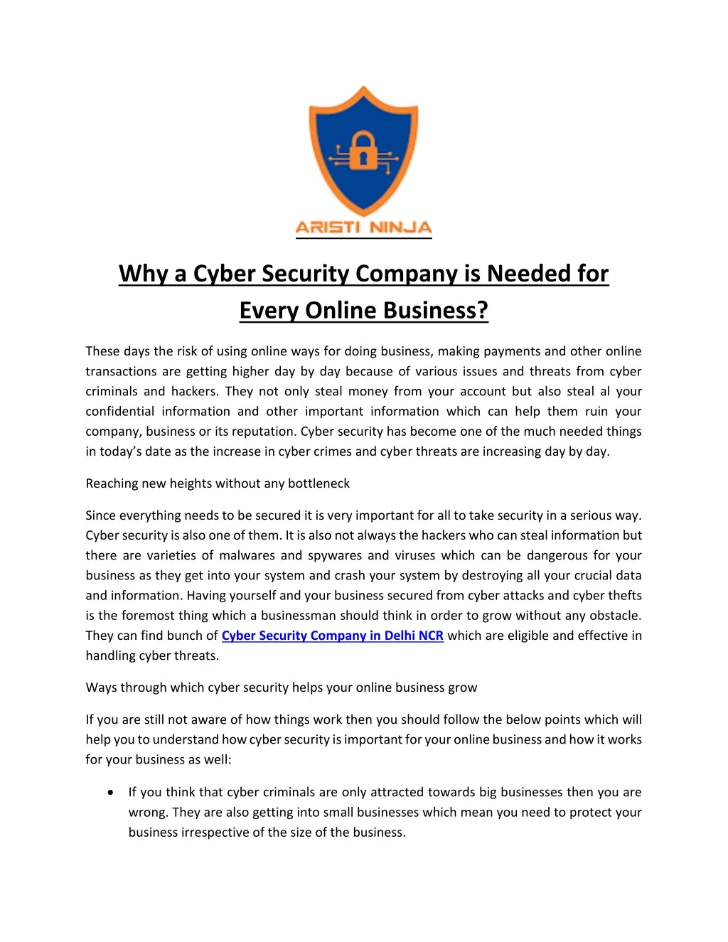 why a cyber security company is needed for every