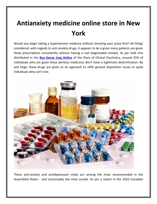 Antianxiety medicine online store in New York