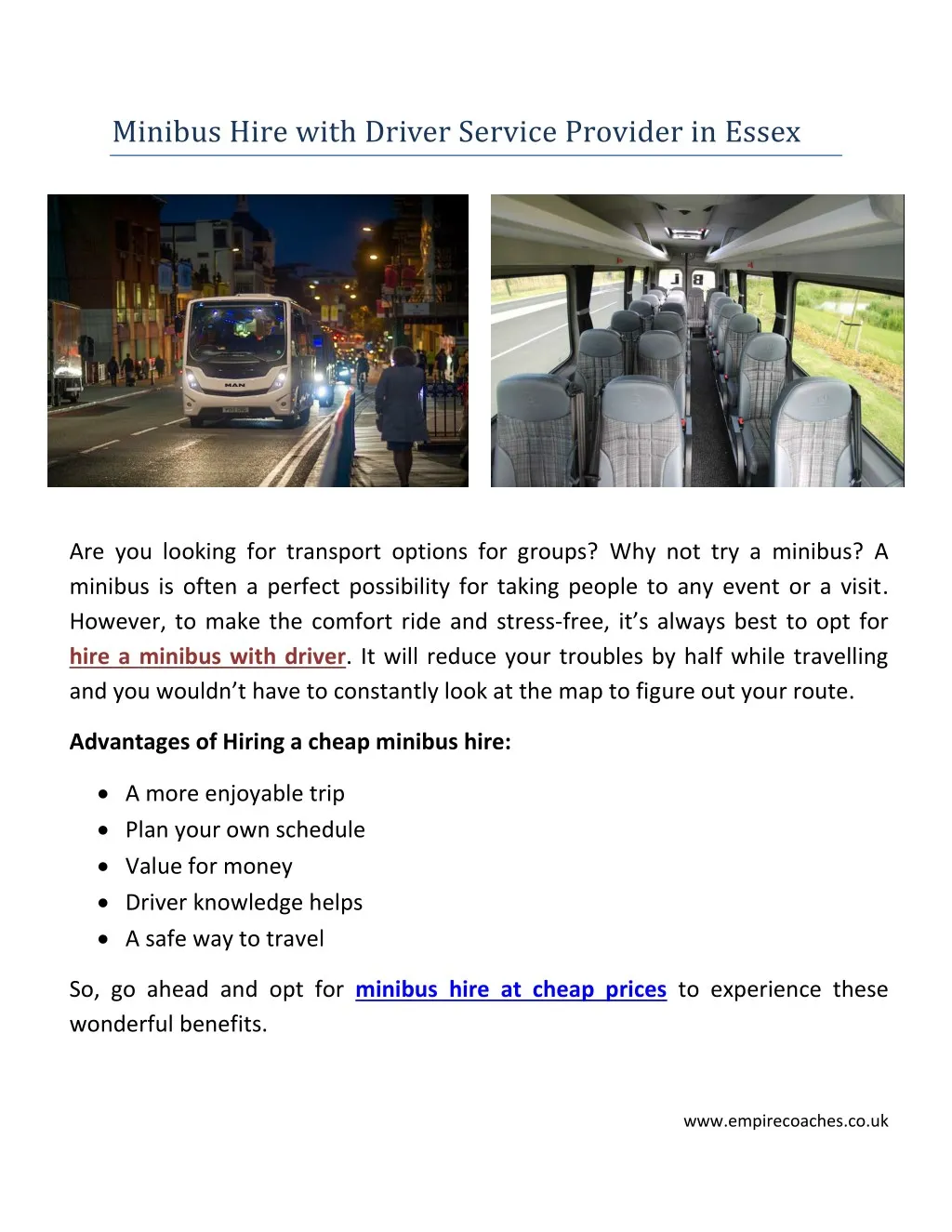minibus hire with driver service provider in essex