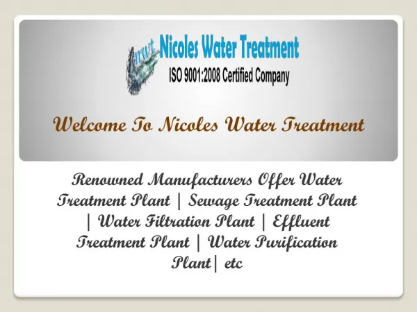 Waste Water Treatment Plant in Delhi