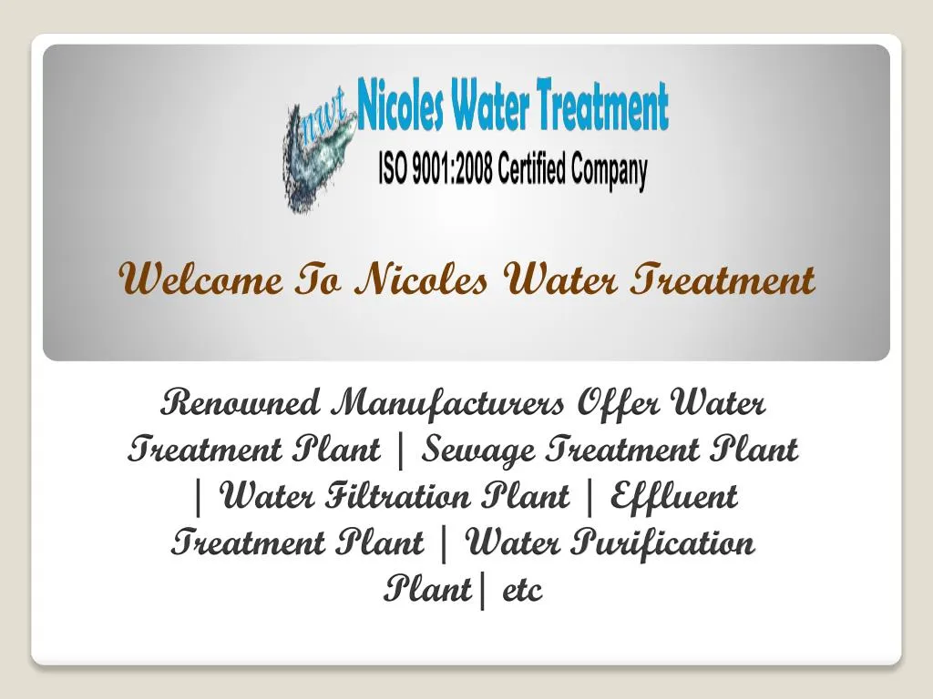 welcome to nicoles water treatment