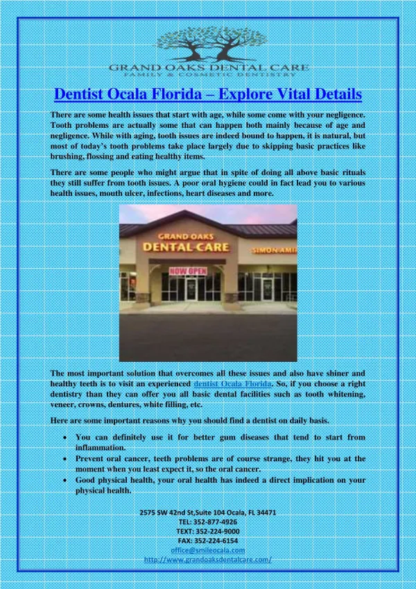 Dentist Ocala Florida – Explore Vital Details