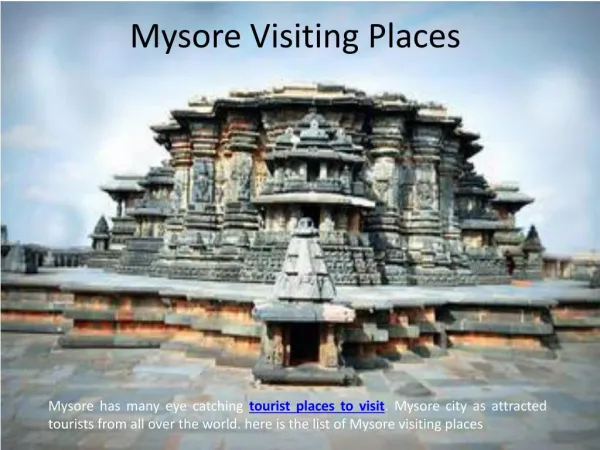 Tourist Visiting Places Near Mysore