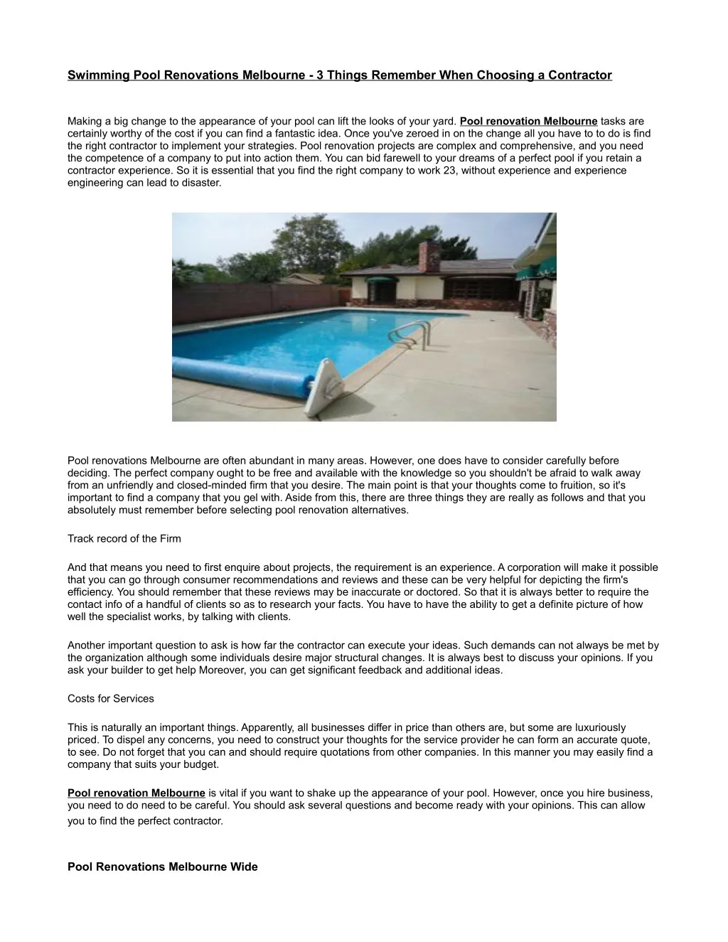 swimming pool renovations melbourne 3 things