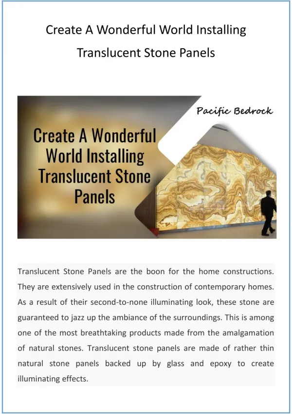 Create A Wonderful World Installing Translucent Stone Panels