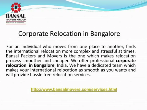 Corporate relocation in Bangalore