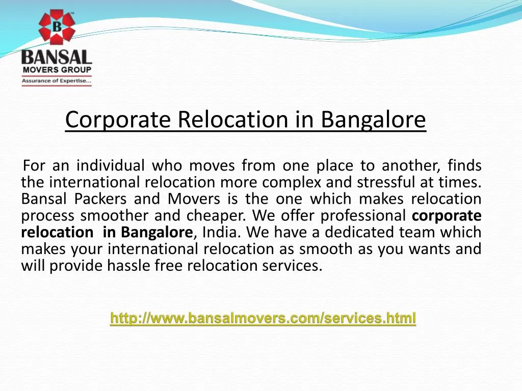 corporate relocation in bangalore