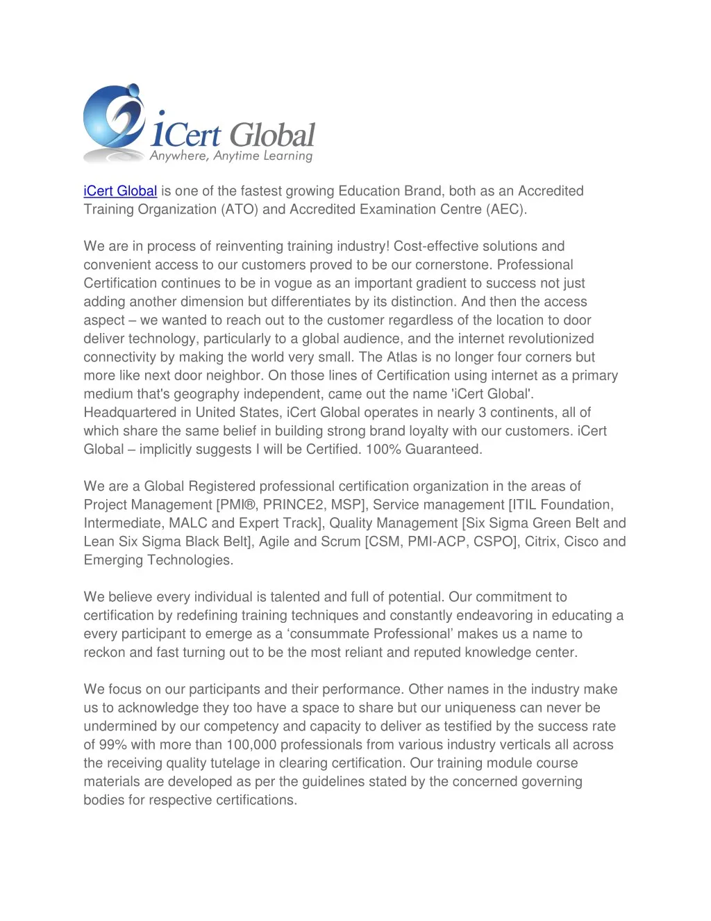 icert global is one of the fastest growing