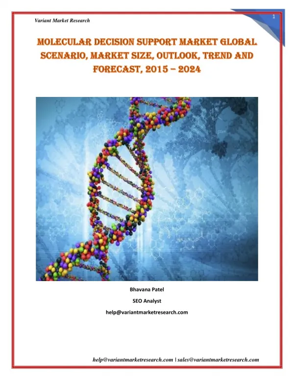 Molecular Decision Support Market Size, Trends and Forecasts, 2015-2024: Variant Market Research