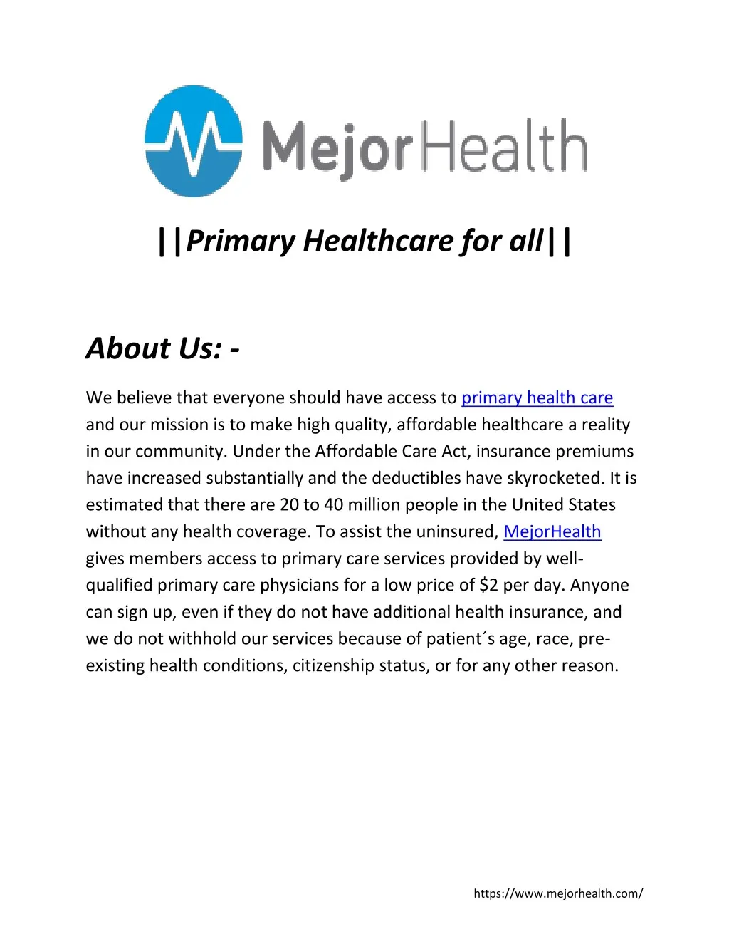 primary healthcare for all