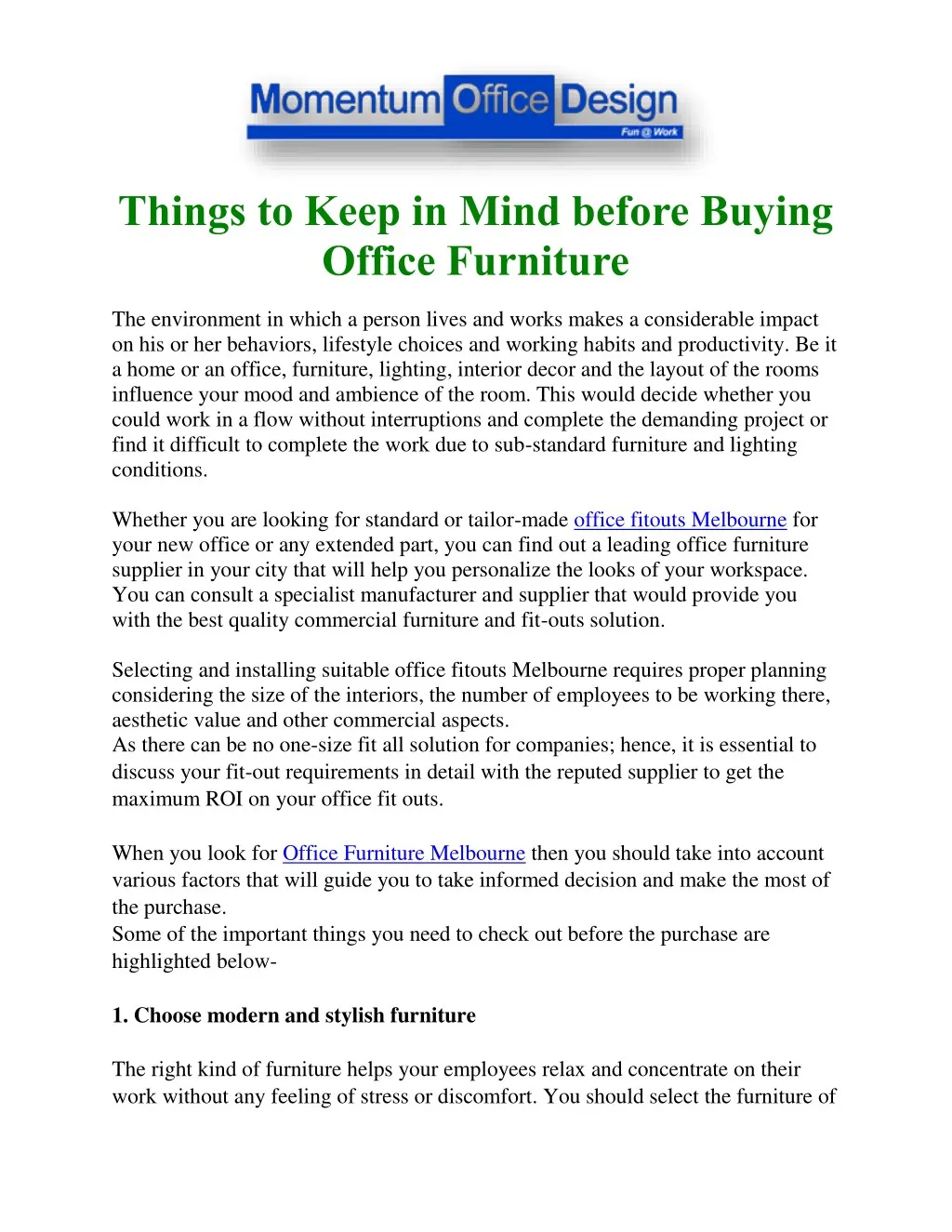 things to keep in mind before buying office