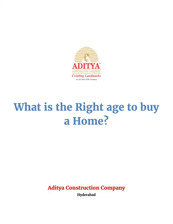 What is the Right age to buy a Home?