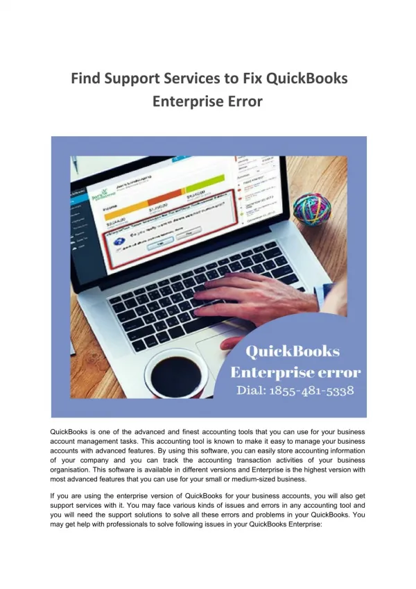 Quickbooks Enterprise Support to Fix Quickbooks Enterprise Issues
