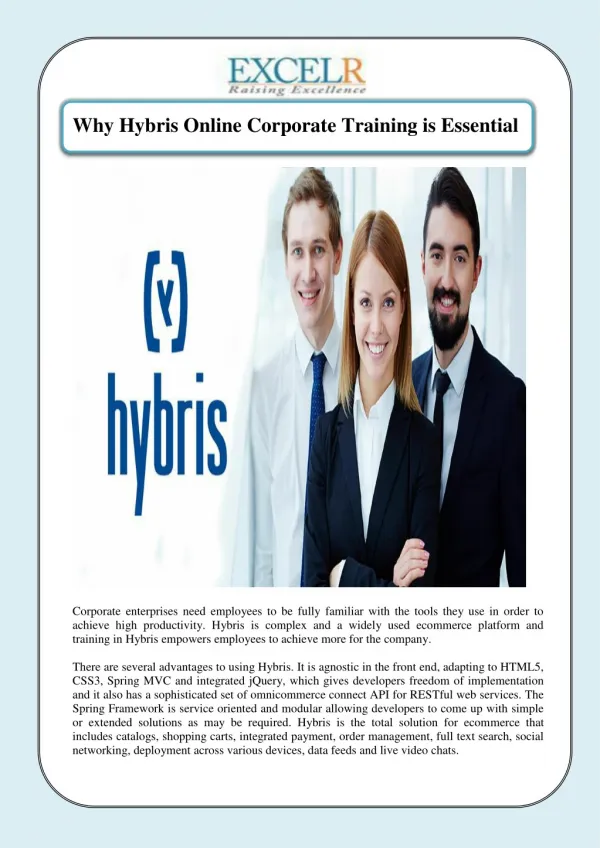 Why Hybris Online Corporate Training is Essential