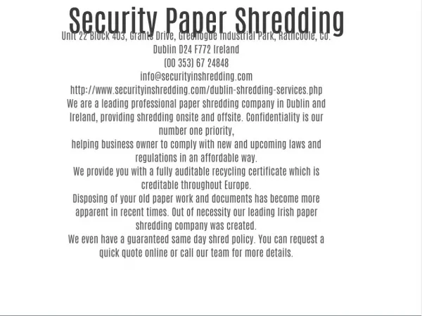 Security Paper Shredding
