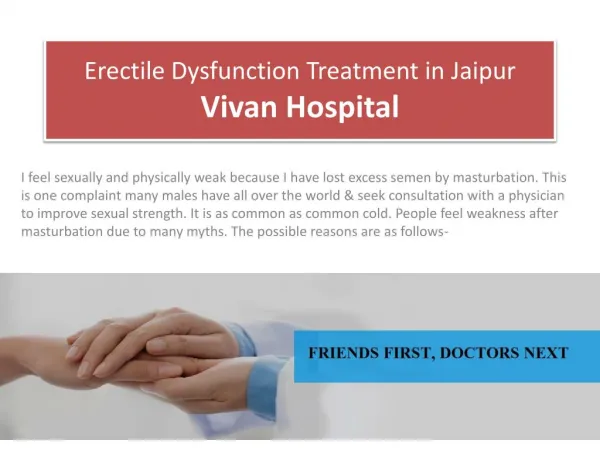 Erectile Dysfunction Treatment in Jaipur - Vivan Hospital