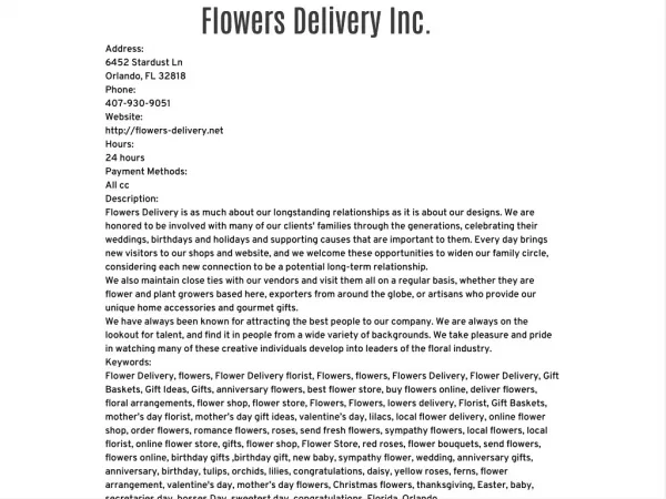 Flowers Delivery Inc.