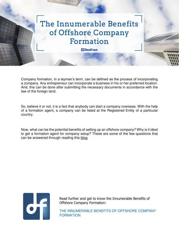The Innumerable Benefits of Offshore Company Formation