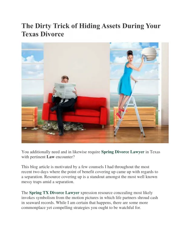 The Dirty Trick of Hiding Assets During Your Texas Divorce