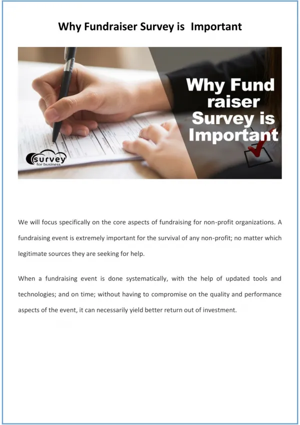 Why Fundraiser Survey is Important