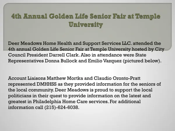 4th Annual Golden Life Senior Fair at Temple University