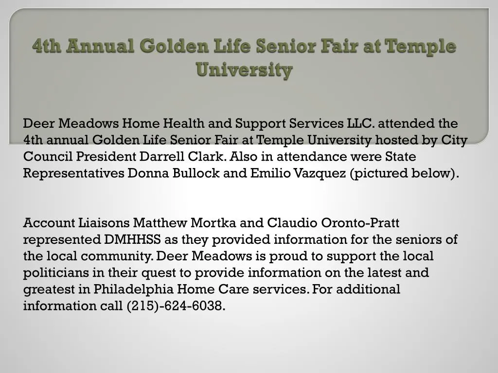 4th annual golden life senior fair at temple university