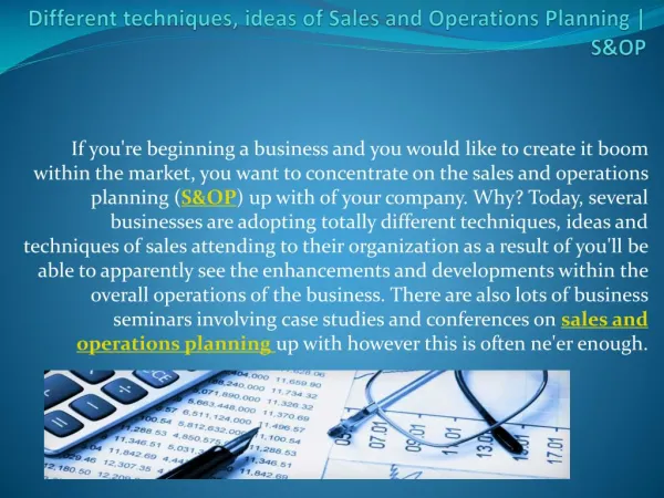 Different techniques, ideas of Sales and Operations Planning | S&OP