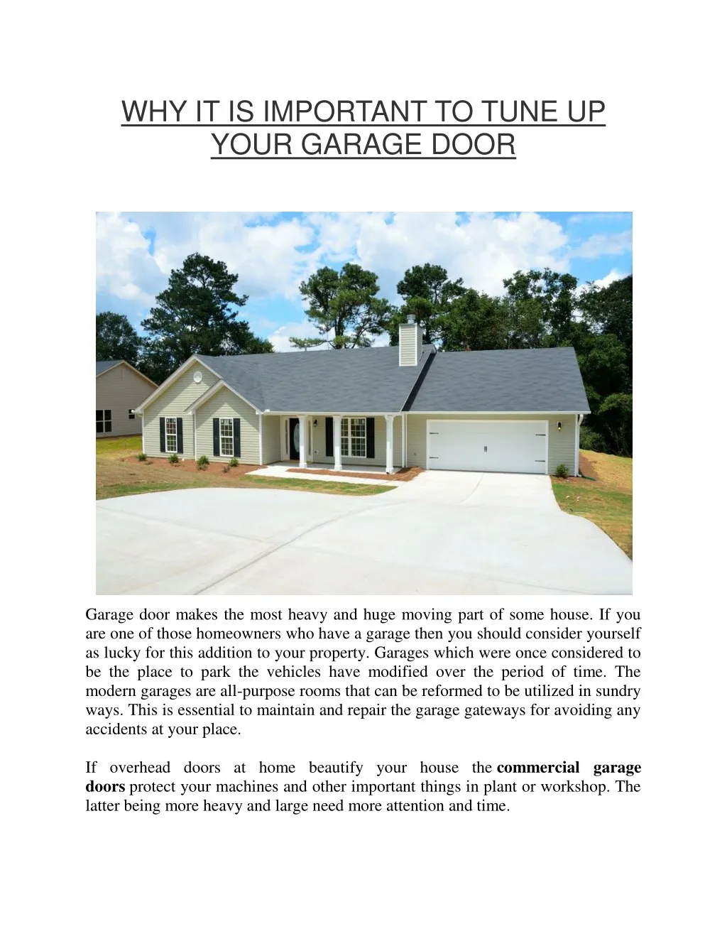 why it is important to tune up your garage door