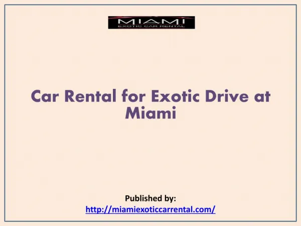 Car Rental for Exotic Drive at Miami