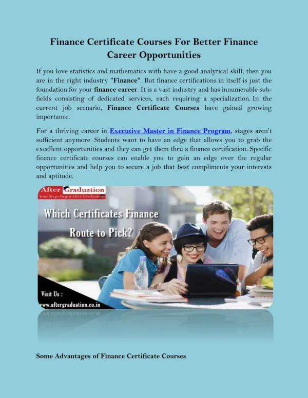 Finance Certificate Courses For Better Finance Career Opportunities