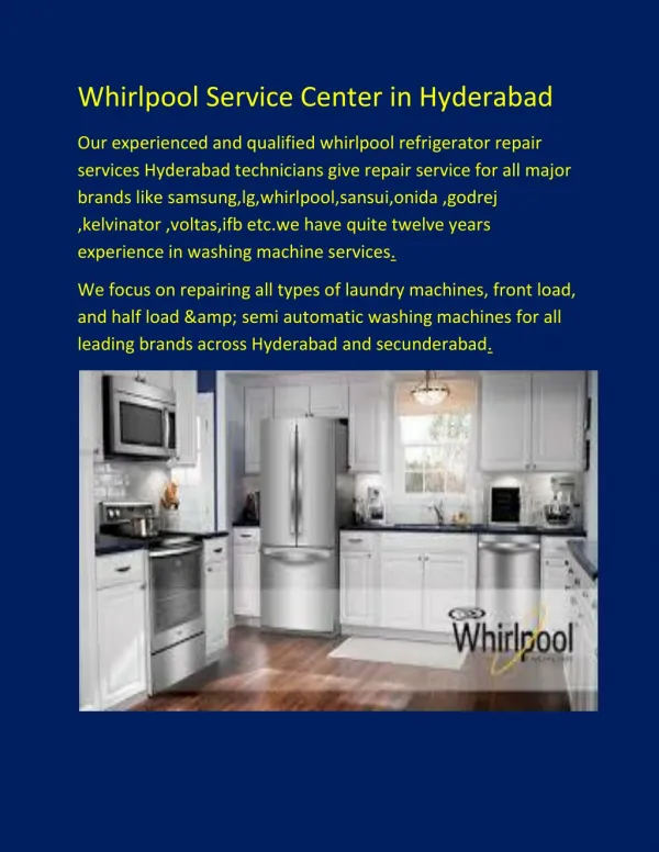 Whirlpool Service Center in Hyderabad|Best service