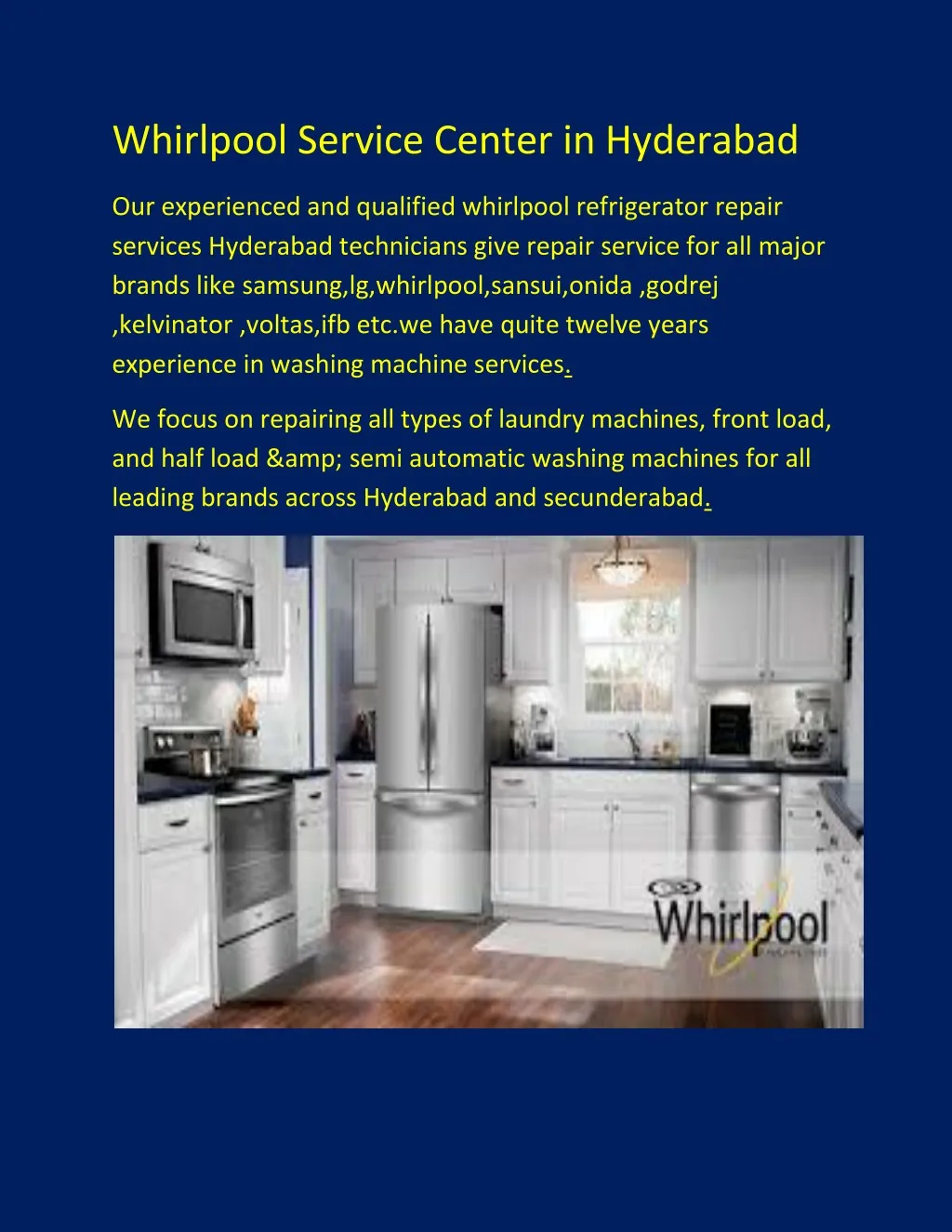 whirlpool service center in hyderabad