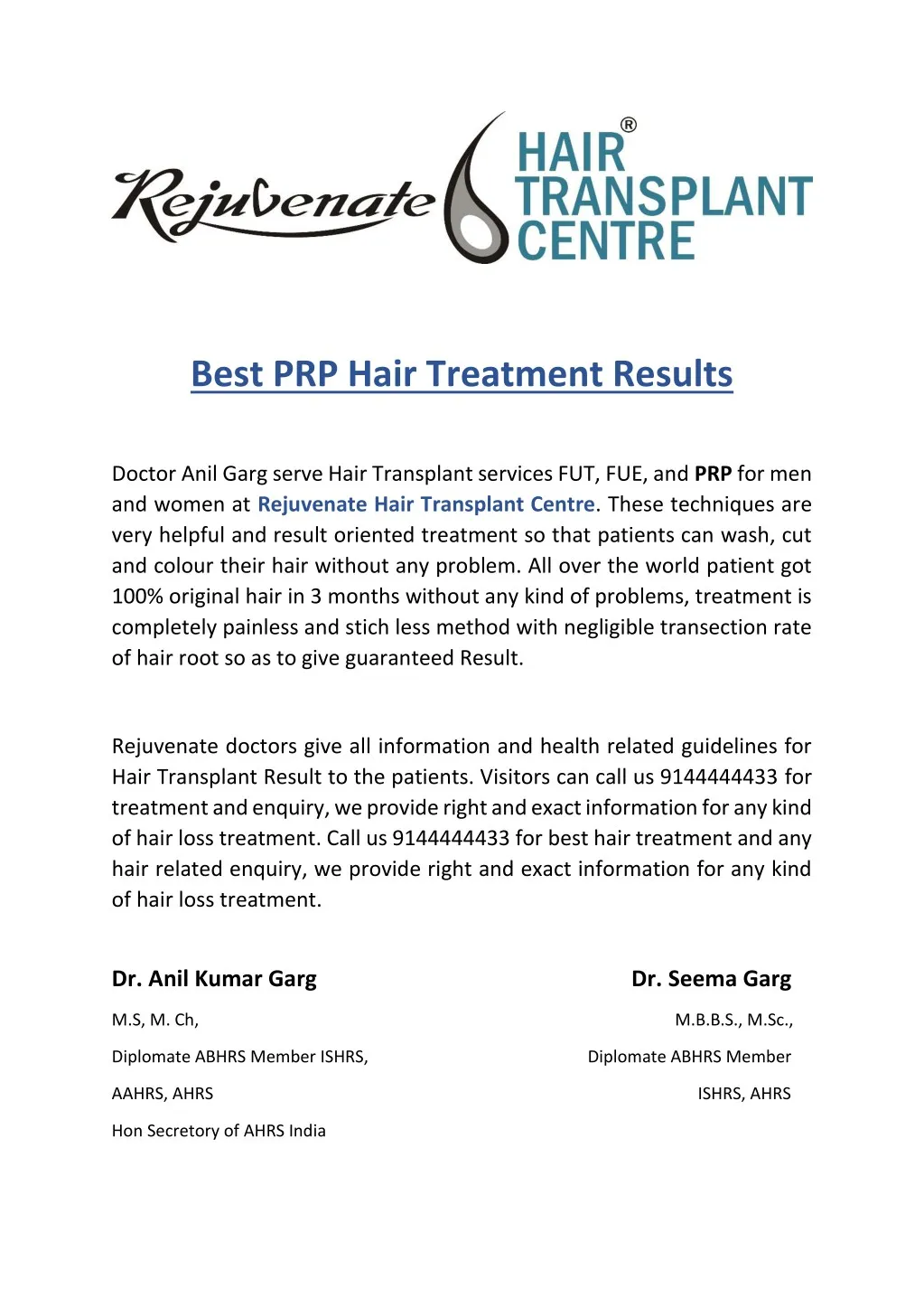 best prp hair treatment results