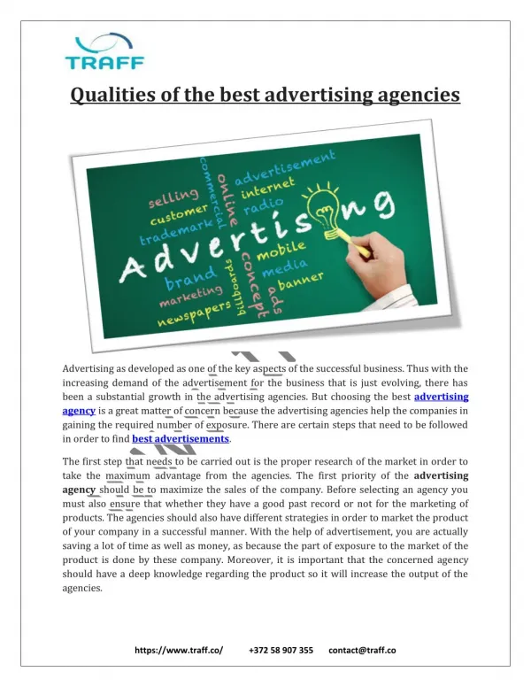 Best Qualities of the Commercial, Campaigns & Online Social Media Marketing advertising agencies