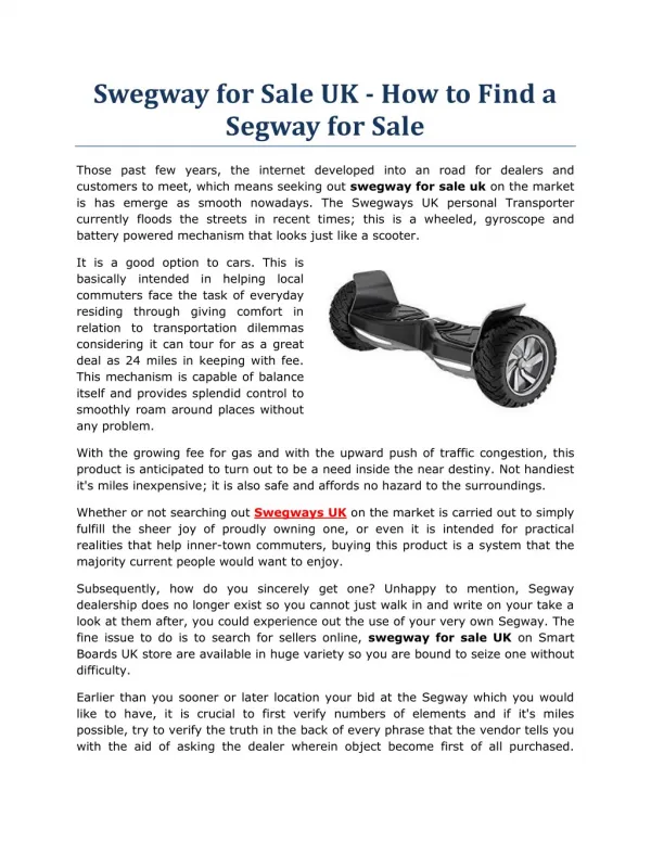 Swegway for Sale UK - How to Find a Segway for Sale