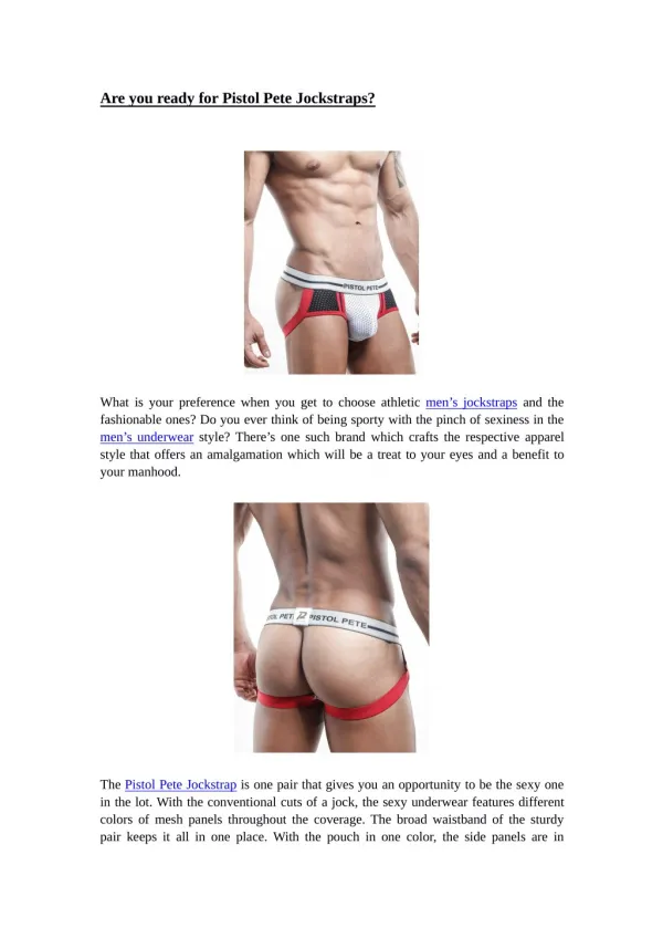 Are you ready for Pistol Pete Jockstraps?