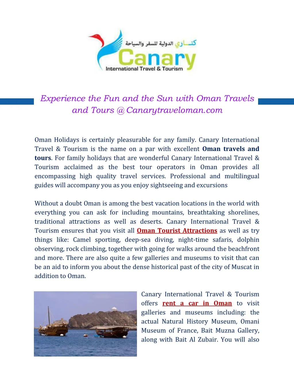 experience the fun and the sun with oman travels