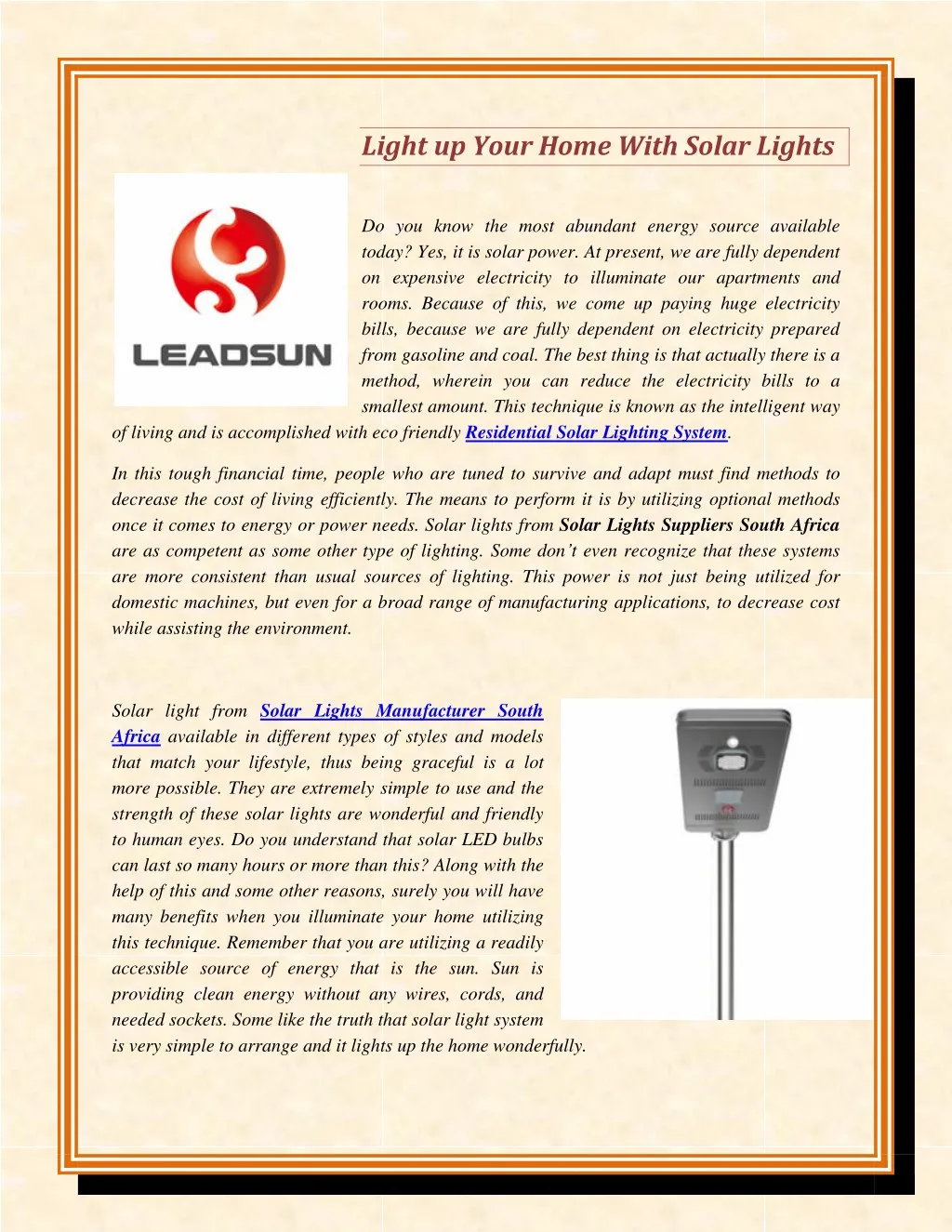 light up your home with solar lights