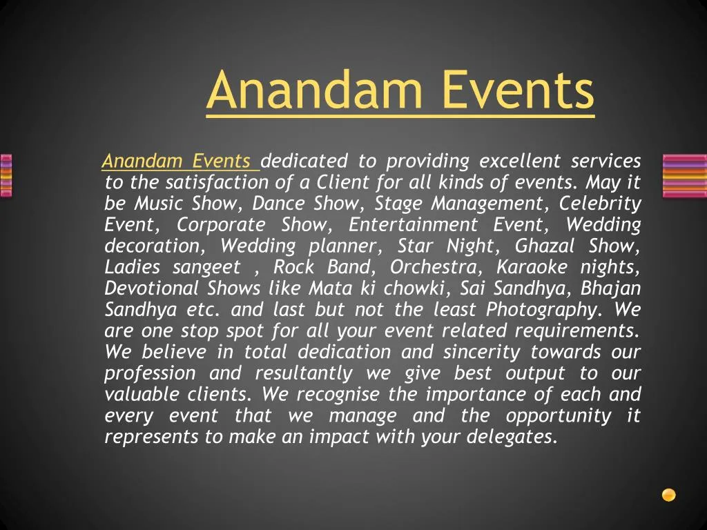 anandam events