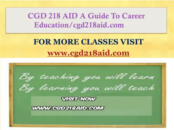 CGD 218 AID A Guide To Career Education/cgd218aid.com