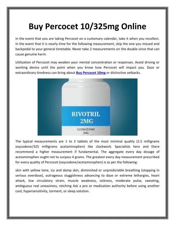 Buy Percocet 10-325mg Online