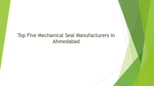 Top Five Mechanical Seal Manufacturers in Ahmedabad