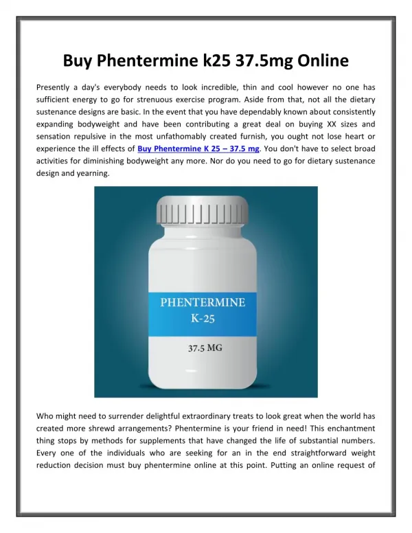 Buy Phentermine k25 37.5mg Online