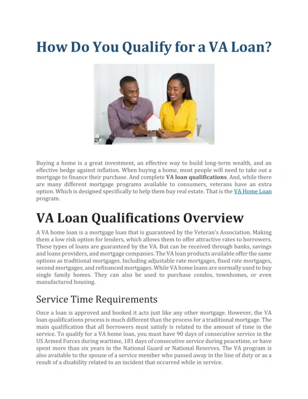 How Do You Qualify for a VA Loan