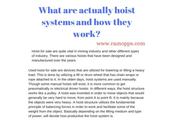 hoist systems